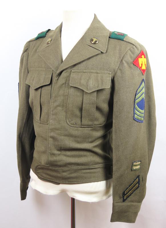 WW2 US army Master Sergeant Ike-jacket- 45th division 120th medical batallion combat leader with 82nd Airborne division combat service
