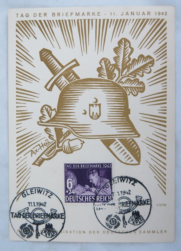 WW2 German Third reich post card - Tag der briefmarke sammler 1942
