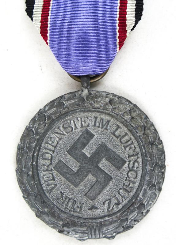 WW2 German Luftschutz air raid defence 2nd class medal with award document