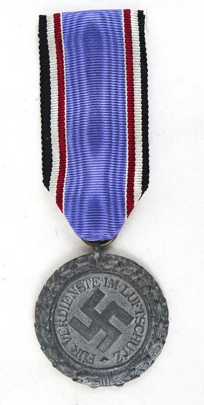 WW2 German Luftschutz air raid defence 2nd class medal with award document