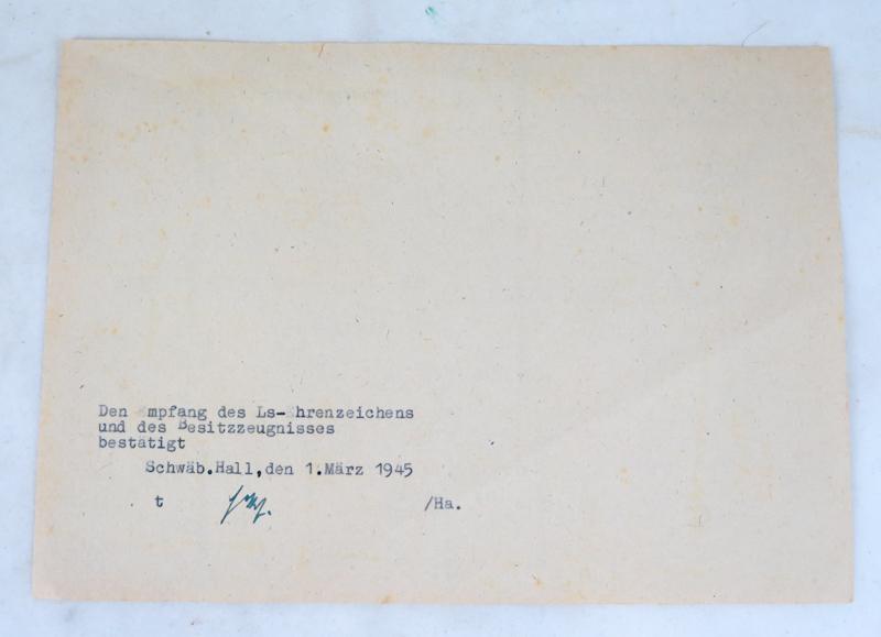 WW2 German Luftschutz air raid defence 2nd class medal with award document