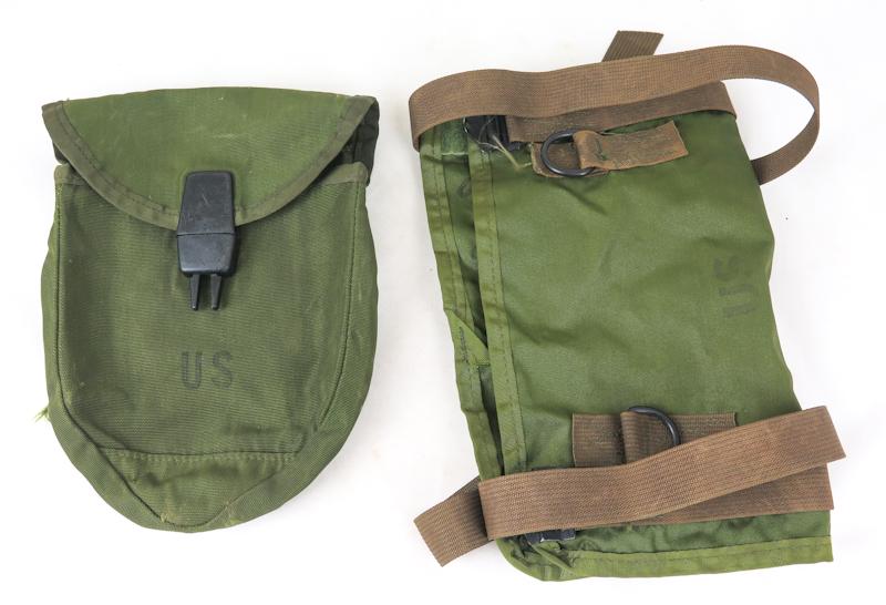 Cold war US army M1967 field gear set-  Entrenching tool pouch and sleeping bag carrier