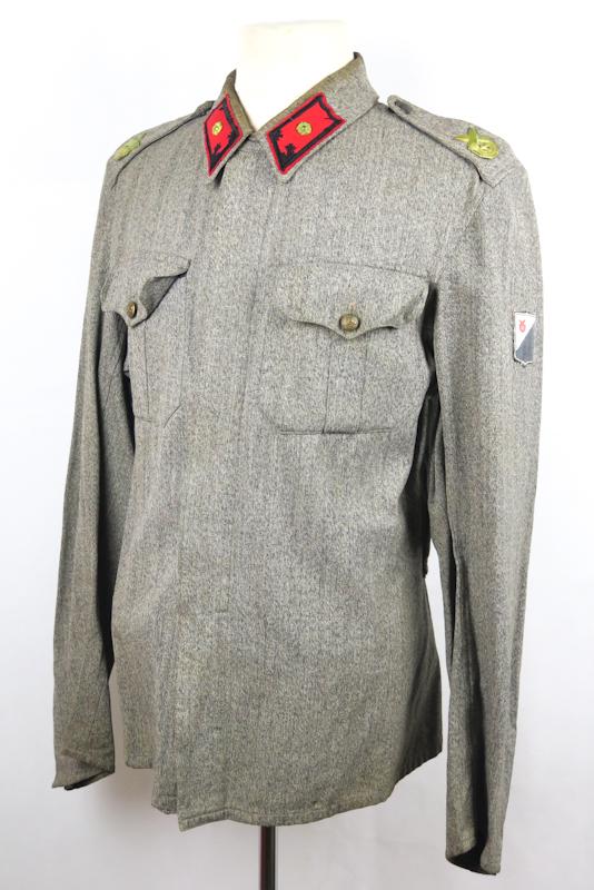 WW2 Finnish army Field artillery 2nd lieutenant M36 summer blouse - 22nd Heavy artillery batallion