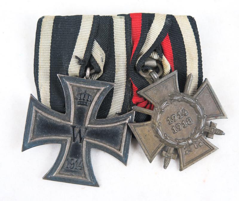 WW1 German award bar - iron cross 2nd class and Hindenburg cross
