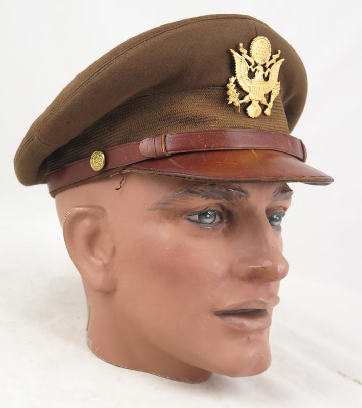 WW2 US army air force officers brown service cap - Luxenberg, New York