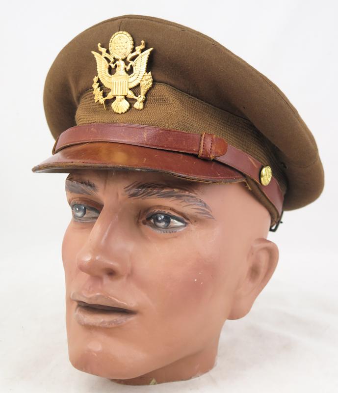 WW2 US army air force officers brown service cap - Luxenberg, New York