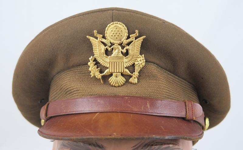 WW2 US army air force officers brown service cap - Luxenberg, New York