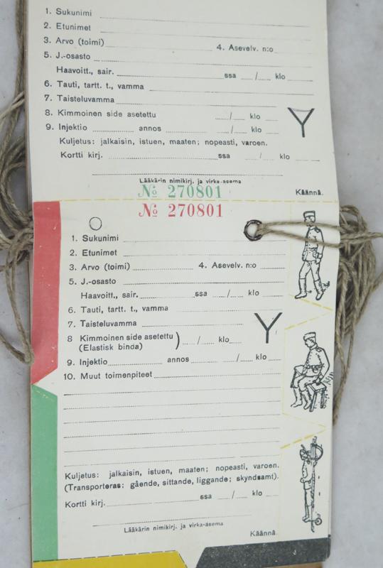 WW2 Finnish patient tag leaflet- early type